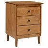 Walker Edison Classic Midcentury Modern 3-Drawer Solid Wood Nightstand, Caramel