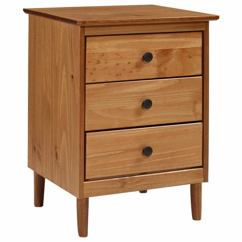 Walker Edison Classic Midcentury Modern 3-Drawer Solid Wood Nightstand, Caramel 1 Walker Edison Classic Midcentury Modern 3-Drawer Solid Wood Nightstand, Caramel