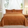 BNF Home Tatami Quilted Faux Fur Bedspread Set, Burnt Orange, King