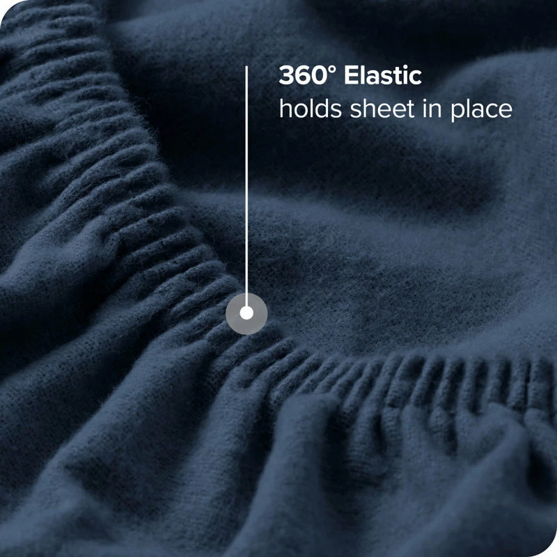 Bare Home Flannel Fitted Bottom Sheet, Dark Blue, Queen, Single Sheet 4 Bare Home Flannel Fitted Bottom Sheet, Dark Blue, Queen, Single Sheet - Image 4