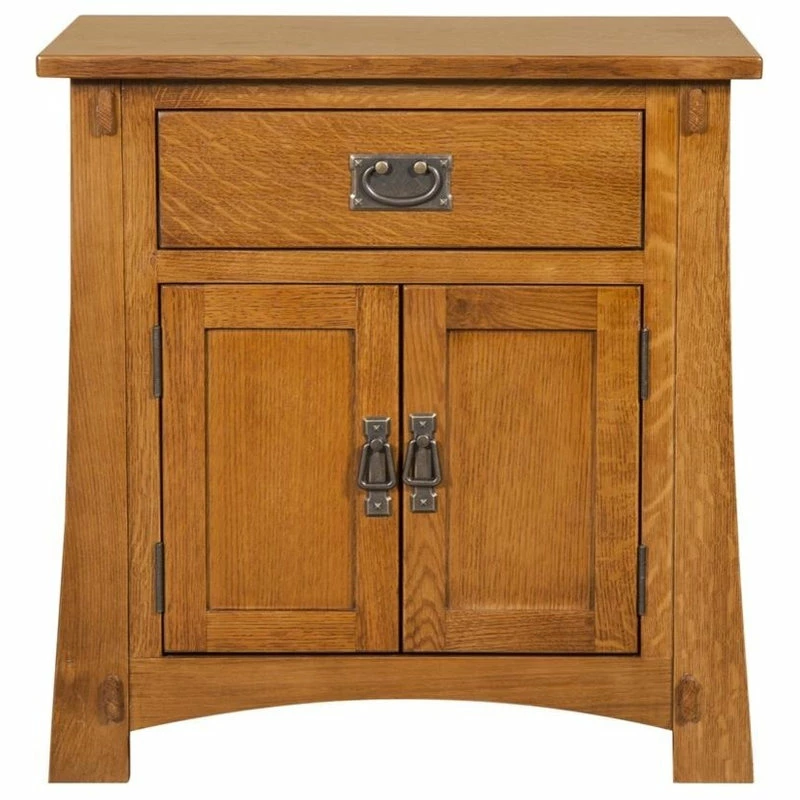 Crafters And Weavers Mission Quarter Sawn Oak 2-Door 1-Drawer Nightstand 2 Crafters And Weavers Mission Quarter Sawn Oak 2-Door 1-Drawer Nightstand - Image 2
