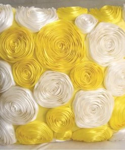 The HomeCentric Satin Ribbon 26"x26" Silk Yellow Euro Sham, Sunny Yellow Blooms -Bare Sales Store afd15a1d09148578 1410 w800 h800 b0 p0