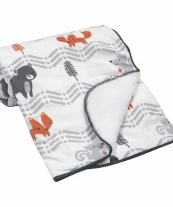 Lambs & Ivy Bedtime Originals Acorn Blanket - Gray, Animals, Woodland, Forest, Outdoors