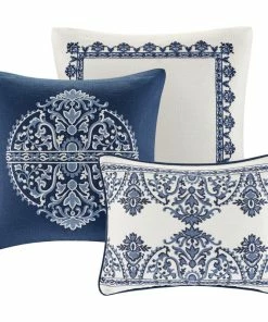 Olliix Madison Park Indigo Sky Faux Linen Oversized Comforter Set, King/Cal King -Bare Sales Store b1011ec50c76dc90 4887 w800 h800 b1 p0