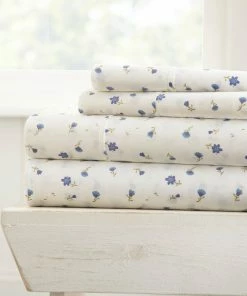 Ienjoy Home Becky Cameron Floral Pattern 4 Piece Bed Sheet Set, Light Blue, Queen -Bare Sales Store b22112190a56661b 2240 w800 h800 b1 p0