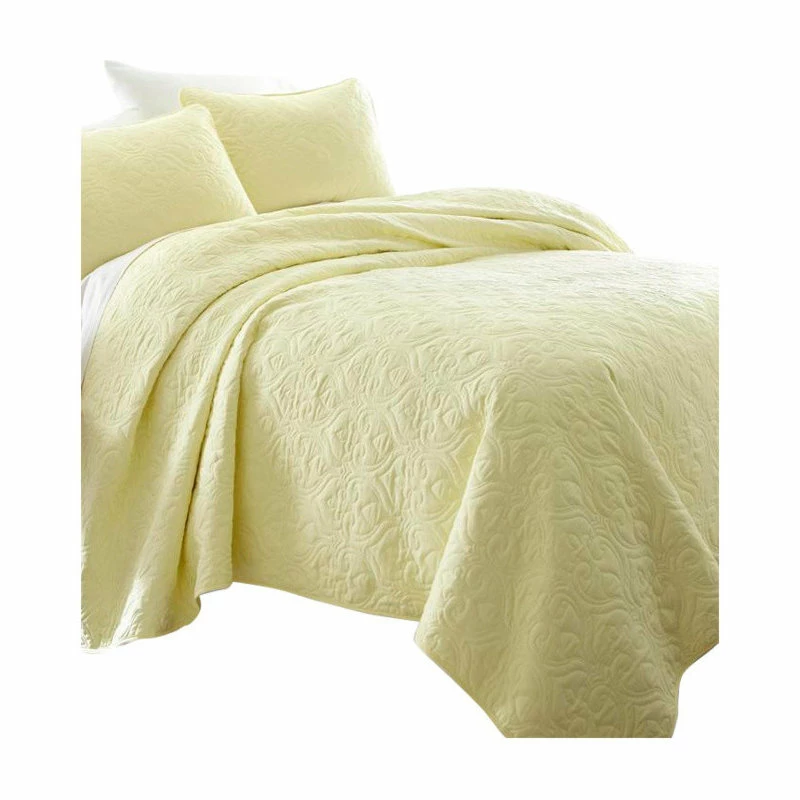 Ienjoy Home Becky Cameron Premium Ultra Soft Damask Pattern Quilted Coverlet Set, Yellow, Ki 2 Ienjoy Home Becky Cameron Premium Ultra Soft Damask Pattern Quilted Coverlet Set, Yellow, Ki - Image 2