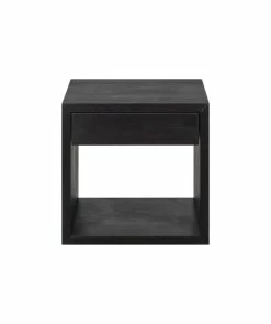 Woodek Design Floating Nightstsand Cubic Hugo With Drawer, Black Birch
