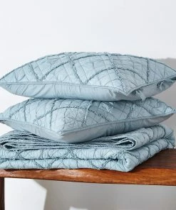 Calla Angel Diamond Applique Luxury Pure Voile Quilted Pillow Sham, Pacific Blue, Standard -Bare Sales Store b691f1260893c921 6775 w800 h800 b0 p0