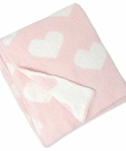 Living Textiles Chenille Baby Blanket, Pink Hearts
