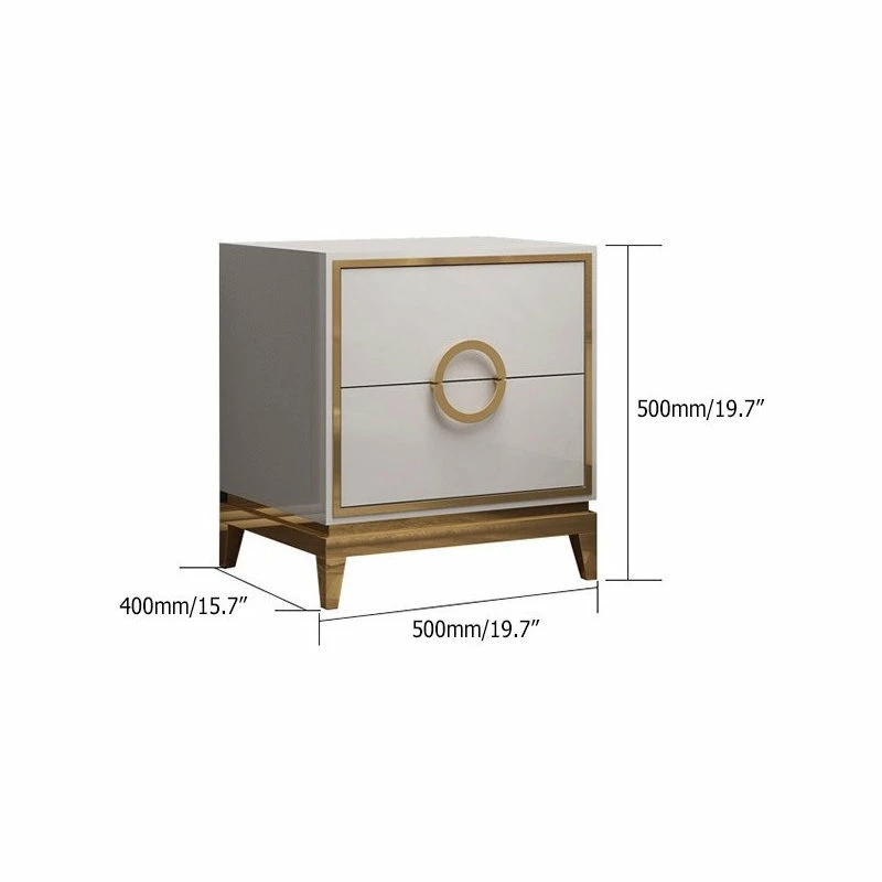 HOMARY Bedroom Nightstand With 2 Drawers, Wood/Stainless Steel, White 6 HOMARY Bedroom Nightstand With 2 Drawers, Wood/Stainless Steel, White - Image 6