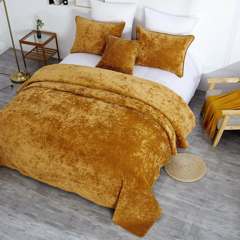 Tache Home Fashion Velvet Dreams Melted Gold Plush Ripple Waves Bedspread, Cal King 5 Tache Home Fashion Velvet Dreams Melted Gold Plush Ripple Waves Bedspread, Cal King - Image 5
