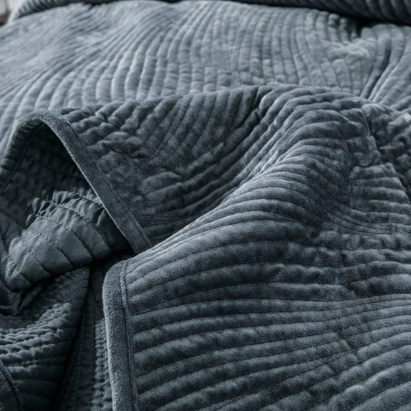 Tache Home Fashion Navy Blue Velvet Plush Waves Bedspread Set, Queen 5 Tache Home Fashion Navy Blue Velvet Plush Waves Bedspread Set, Queen - Image 5