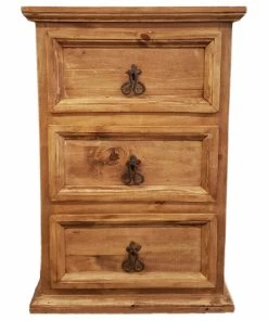 Pina Elegance Traditional Rustic Nightstand With 3 Drawers