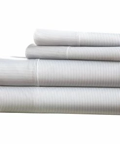 Ienjoy Home Home Collection Premium Ultra Soft Pinstriped 4-Piece Bed Sheet Set, Queen