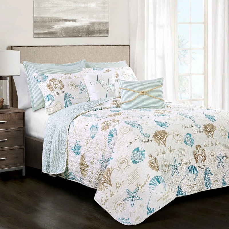 Lush Décor Harbor Life Quilt 7 Piece Set, Blue, King 4 Lush Décor Harbor Life Quilt 7 Piece Set, Blue, King - Image 4