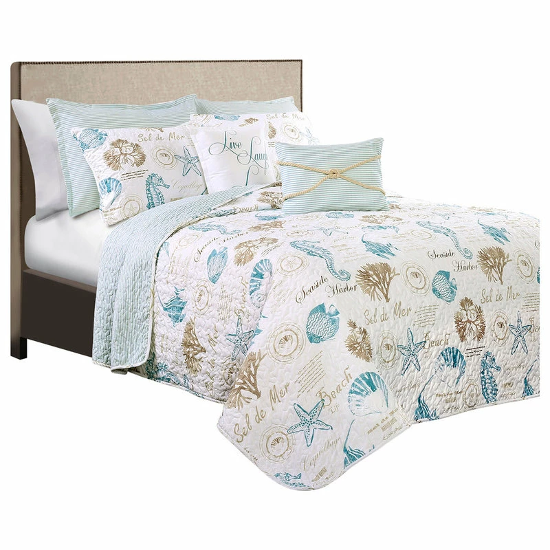 Lush Décor Harbor Life Quilt 7 Piece Set, Blue, King 3 Lush Décor Harbor Life Quilt 7 Piece Set, Blue, King - Image 3