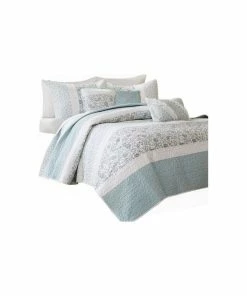 Olliix Madison Park Percale Printed 6-Piece Coverlet Set, Full/Queen