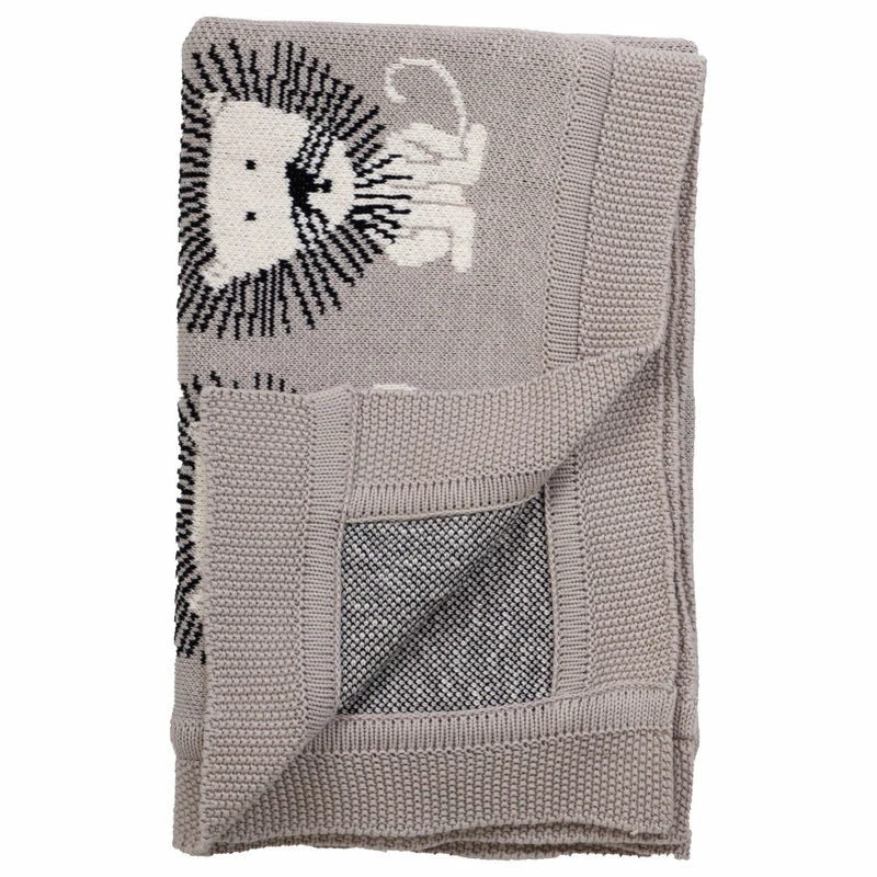 Parkland Collection Lion King Light Grey Knitted Baby Blanket BTRK21165 4 Parkland Collection Lion King Light Grey Knitted Baby Blanket BTRK21165 - Image 4