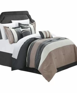 Chic Home Carlton Taupe, Gray And Tan King 6-Piece Comforter Bed In A Bag Set