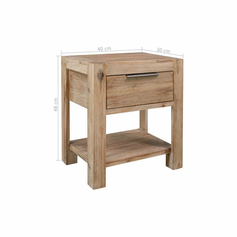 Vida XL International B.V. VidaXL Solid Wood Acacia Nightstand With Drawer Side End Coffee Lamp Table 6 Vida XL International B.V. VidaXL Solid Wood Acacia Nightstand With Drawer Side End Coffee Lamp Table - Image 6