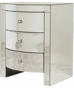 GDFStudio GDF Studio Jacinda Mirrored Accent 3-Drawer Nightstand