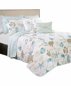 Lush Décor Harbor Life Quilt 7 Piece Set, Blue, King
