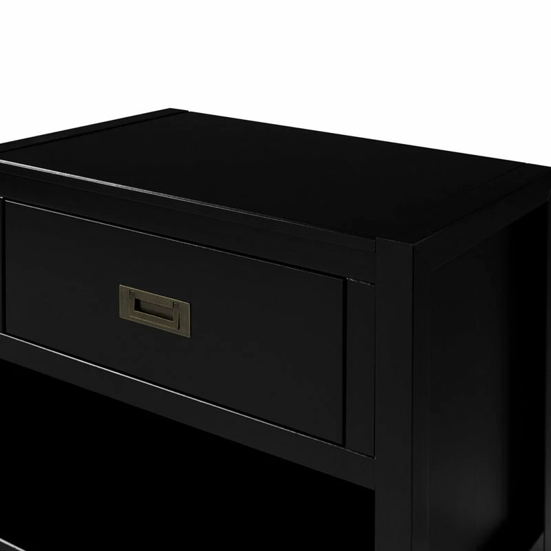 Walker Edison 1-Drawer Classic Solid Wood Nightstand, Black 5 Walker Edison 1-Drawer Classic Solid Wood Nightstand, Black - Image 5