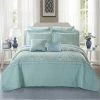 BNF Home Mystic Quilted 7-Piece Bed Spread Set, Teal/Turquoise, King
