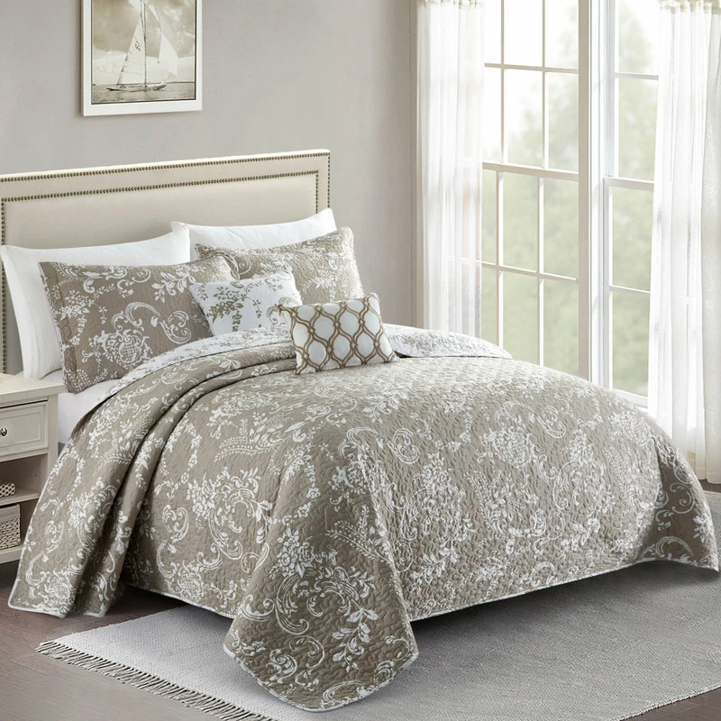 Home Soft Things LA Boheme 5 Piece Printed Bed Spread Set, Taupe, King 2 Home Soft Things LA Boheme 5 Piece Printed Bed Spread Set, Taupe, King - Image 2