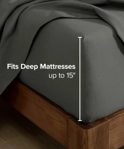 Bare Home Flannel Fitted Bottom Sheet, Gray, Queen, Set Of 2 -Bare Sales Store c5e165eb03068eb6 4500 w800 h800 b0 p0