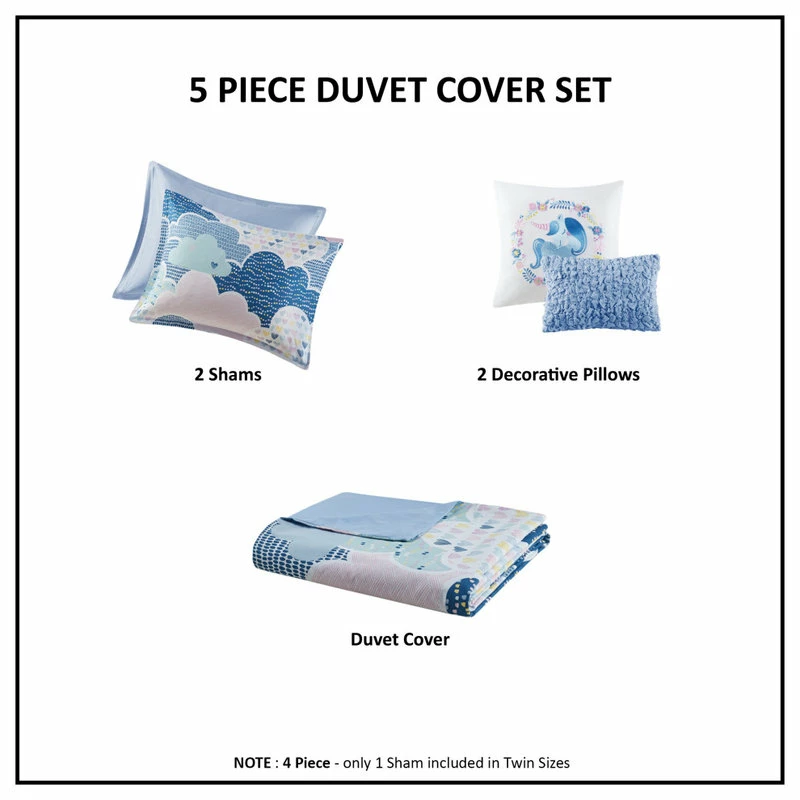 Olliix Kids Cotton Comforter/Duvet Cover/Coverlet Set, Blue, Twin, Duvet Cover 12 Olliix Kids Cotton Comforter/Duvet Cover/Coverlet Set, Blue, Twin, Duvet Cover - Image 12