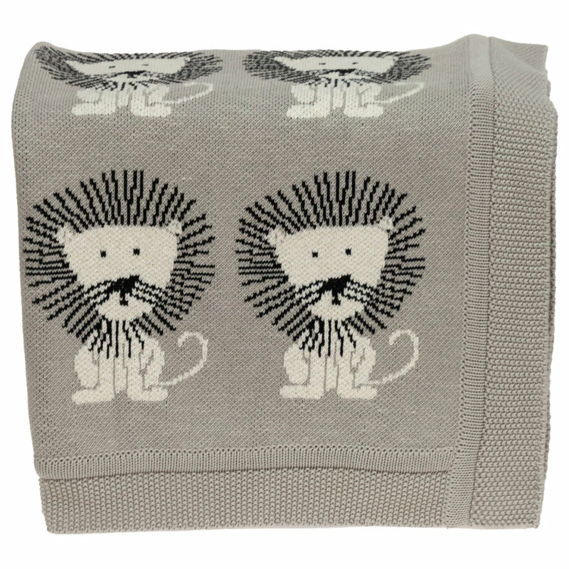 Parkland Collection Lion King Light Grey Knitted Baby Blanket BTRK21165 3 Parkland Collection Lion King Light Grey Knitted Baby Blanket BTRK21165 - Image 3