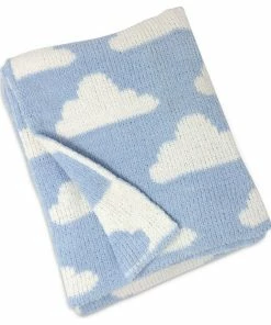 Living Textiles Chenille Baby Blanket, Blue Clouds