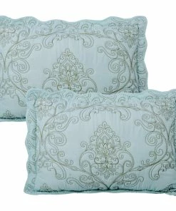BNF Home Damask Embroidered Quilted 4 Piece Bed Spread Sets, Light Blue, Queen -Bare Sales Store cec1ef3902197915 7434 w800 h800 b1 p0