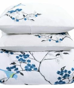 Blue Nile Mills Cherry Garden Cotton Duvet Cover And Pillow Sham, Blue, Kgck Duvet Cover Set -Bare Sales Store cf312dae032348cb 5030 w800 h800 b1 p0