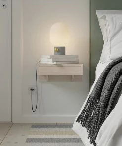 Woodek Design Bo Floating Nightstand With Drawer, Bedside Table, Beach Style Nightstand, White