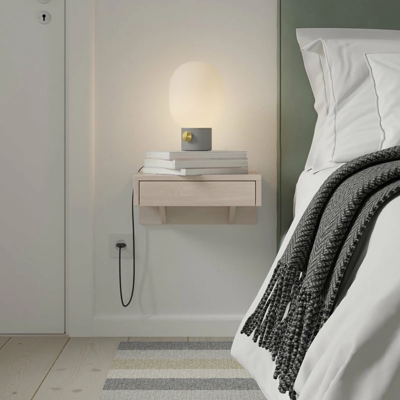 Woodek Design Bo Floating Nightstand With Drawer, Bedside Table, Beach Style Nightstand, White 1 Woodek Design Bo Floating Nightstand With Drawer, Bedside Table, Beach Style Nightstand, White