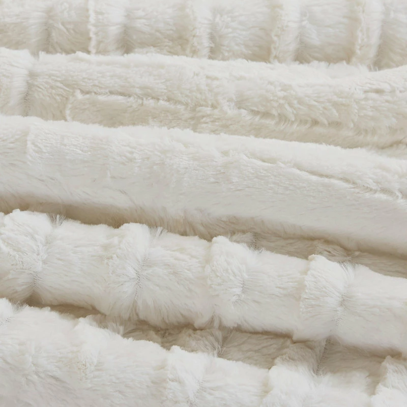 Olliix Madison Park Checkboard Brushed Long Fur Comforter Mini Set, Ivory, Full/Queen 6 Olliix Madison Park Checkboard Brushed Long Fur Comforter Mini Set, Ivory, Full/Queen - Image 6