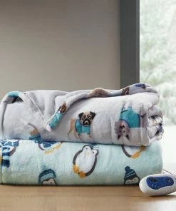 Olliix Beautyrest Heated 60x70" Kids Throw Blanket, Blue Penguins -Bare Sales Store d2e108670143a914 1855 w800 h800 b0 p0