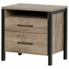 South Shore Furniture South Shore Munich 2-Drawer Nightstand, Weathered Oak And Matte Black