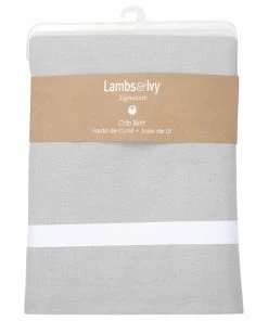 Lambs & Ivy Signature Gray Linen With White Trim 4-Sided Crib Skirt -Bare Sales Store d531982400f0b99a 7747 w800 h800 b1 p0