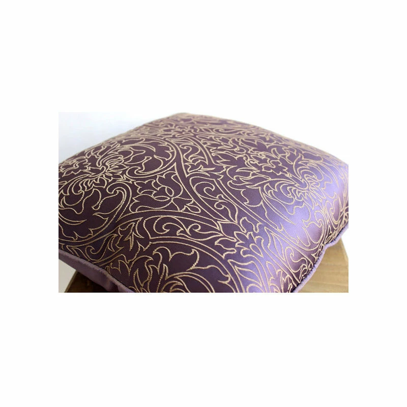 The HomeCentric Purple Gold Damask Embroidered 26"x26" Silk Euro Pillow Shams, Purple & Gold 4 The HomeCentric Purple Gold Damask Embroidered 26"x26" Silk Euro Pillow Shams, Purple & Gold - Image 4