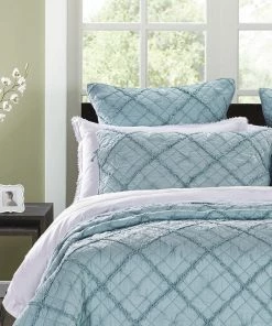 Calla Angel Diamond Applique Luxury Pure Voile Quilted Pillow Sham, Pacific Blue, Standard -Bare Sales Store d721e9ac0893c924 6775 w800 h800 b0 p0