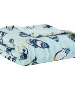 Olliix Beautyrest Heated 60x70" Kids Throw Blanket, Blue Penguins