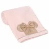 Lambs & Ivy Disney Baby Pink/Rose Gold MINNIE MOUSE Appliqued Baby Blanket