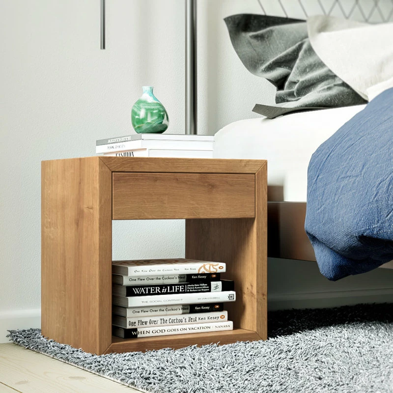 Woodek Design Floating Nightstand Cubic Hugo With Drawer, Premium Oak Wood 3 Woodek Design Floating Nightstand Cubic Hugo With Drawer, Premium Oak Wood - Image 3
