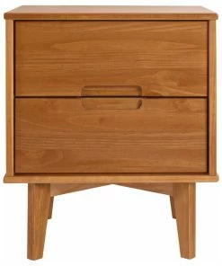 Walker Edison Mid Century Modern 2 Drawer Wood Nightstand - Caramel