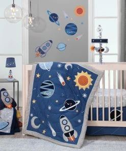Lambs & Ivy Milky Way Gray/Blue Stars And Planet Minky/Sherpa Soft Baby Blanket -Bare Sales Store da5198200baa6b75 2801 w800 h800 b0 p0