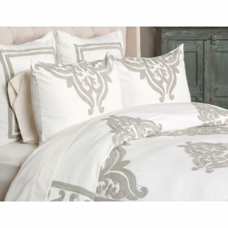 Kosas Home Kent 26x26" Hand-Stitched Embroidered Cotton Euro Sham In Ivory 2 Kosas Home Kent 26x26" Hand-Stitched Embroidered Cotton Euro Sham In Ivory - Image 2