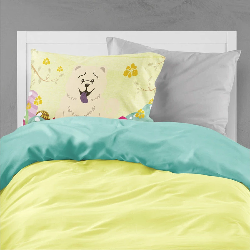 The-store Easter Eggs Chow Chow White Fabric Standard Pillowcase 2 The-store Easter Eggs Chow Chow White Fabric Standard Pillowcase - Image 2